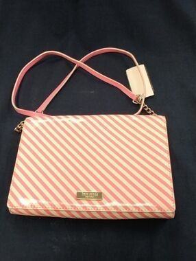 Pink and Cream Diagonal Stripe Crossbody